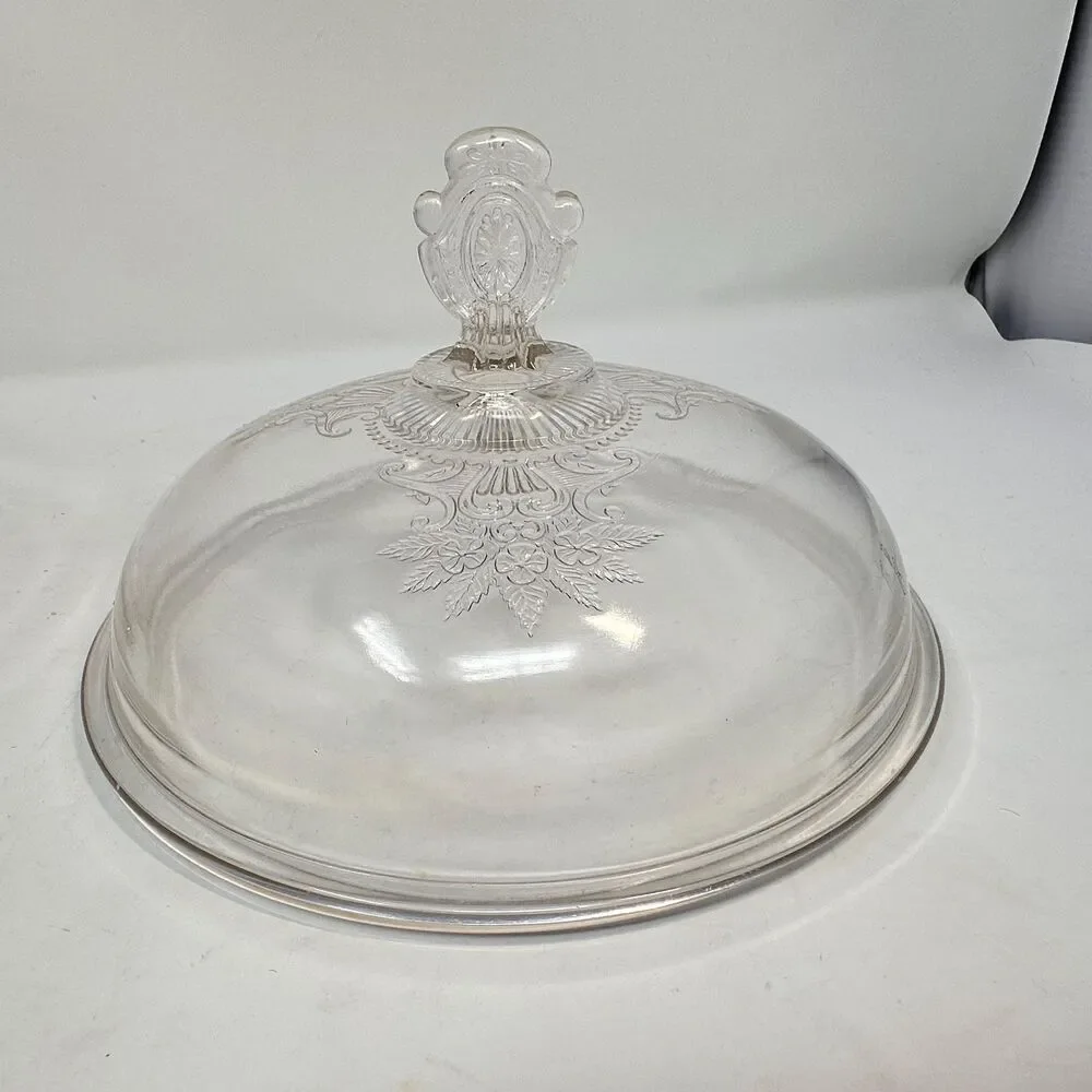 Antique Riverside Glass Works No 4 Grasshopper EAPG Covered Casserole Bowl Lid